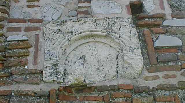 The Latin Church, immured Roman grave stele